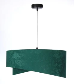 Bürolampen|Schlafzimmer Lampen*BPS Koncept Hängeleuchte Grün Silber E27 rund Ø 50 cm Velours Optik