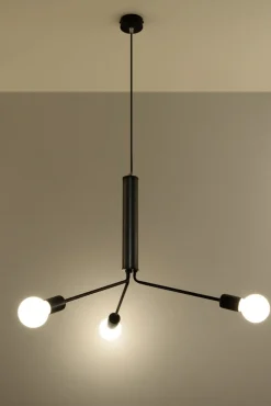 Sollux Hängeleuchte Hängelampe Metall 3-flammig E27 Schwarz< Hängelampen|Wohnzimmerlampen