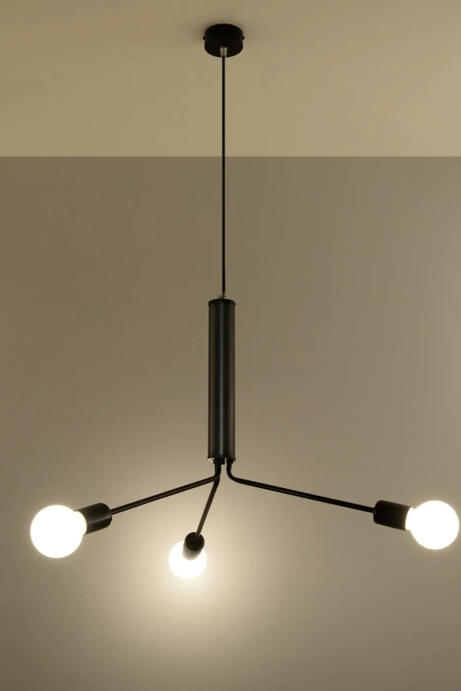 Sollux Hängeleuchte Hängelampe Metall 3-flammig E27 Schwarz< Hängelampen|Wohnzimmerlampen