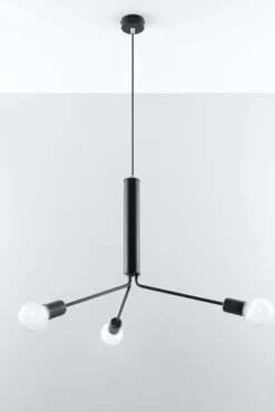 Sollux Hängeleuchte Hängelampe Metall 3-flammig E27 Schwarz< Hängelampen|Wohnzimmerlampen