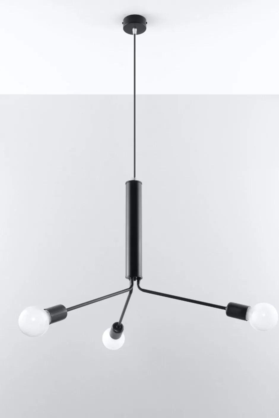 Sollux Hängeleuchte Hängelampe Metall 3-flammig E27 Schwarz< Hängelampen|Wohnzimmerlampen