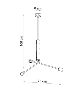 Sollux Hängeleuchte Hängelampe Metall 3-flammig E27 Schwarz< Hängelampen|Wohnzimmerlampen