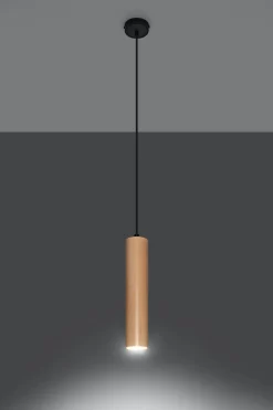 Sollux Hängeleuchte Holz Ø8cm schmal GU0 vielseitig BAYLEE< Wohnzimmerlampen|Holzlampen