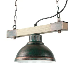 Hängelampen|Esszimmer Lampen*Luminex Hängeleuchte Holz Metall E27 in Kupfer Antik HAKON