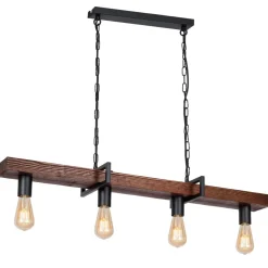 Hängelampen|Holzlampen*Luminex Hängeleuchte Holz Metall Schwarz Braun für 4x E27