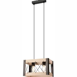 Lamkur Hängeleuchte Holz Metall verstellbar 2-flammig E27 Rustikal< Bürolampen|Rustikale Lampen