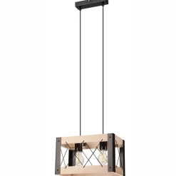 Lamkur Hängeleuchte Holz Metall verstellbar 2-flammig E27 Rustikal< Bürolampen|Rustikale Lampen