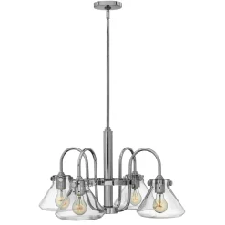 Elstead Hängeleuchte in Chrom Glas Schirm Industrie Design< Wohnzimmerlampen|Glaslampen