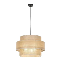 TK Lighting Hängeleuchte Jute rund Ø 50 cm H: max. 110 cm 3x E27 Boho< Wohnzimmerlampen|Küchenlampen