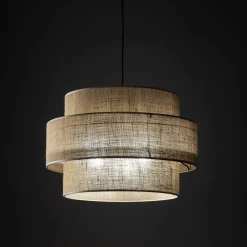 TK Lighting Hängeleuchte Jute rund Ø 50 cm H: max. 110 cm 3x E27 Boho< Wohnzimmerlampen|Küchenlampen