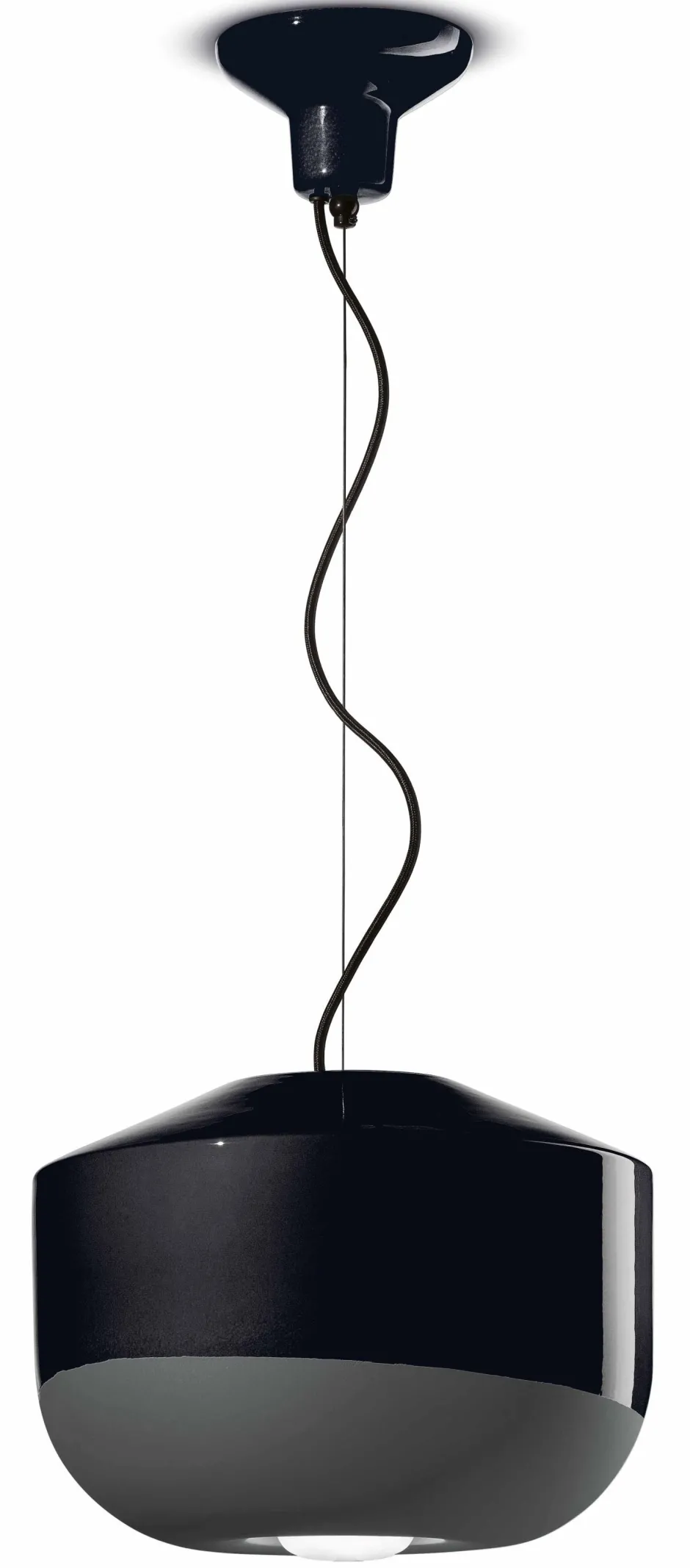 Wohnzimmerlampen|Keramiklampen*Ferroluce Hängeleuchte Keramik Ø 35 cm H: max. 148 cm Schwarz E27