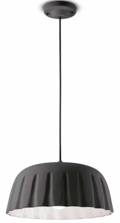 Wohnzimmerlampen|Keramiklampen*Ferroluce Hängeleuchte Keramik Ø 40 cm H: max. 138 cm Dunkelgrau