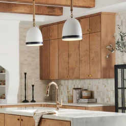 Hängelampen|Wohnzimmerlampen*Elstead Hängeleuchte Keramik E27 Ø 25,4 cm Retro Design