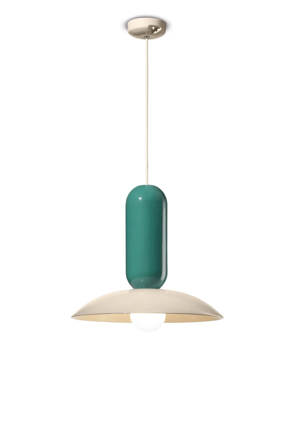 Ferroluce Hängeleuchte Keramik E27 Ø 40 cm rund Creme Türkis< Wohnzimmerlampen|Keramiklampen