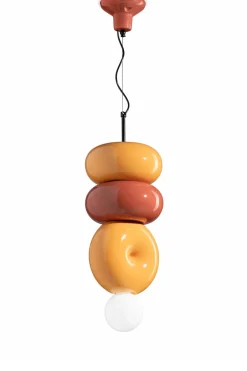 Ferroluce Hängeleuchte Keramik E27 Orange Gelb Retro Design< Wohnzimmerlampen|Keramiklampen
