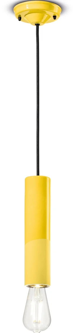 Wohnzimmerlampen|Esszimmer Lampen*Ferroluce Hängeleuchte Keramik E27 rund D: 5,5 cm Gelb