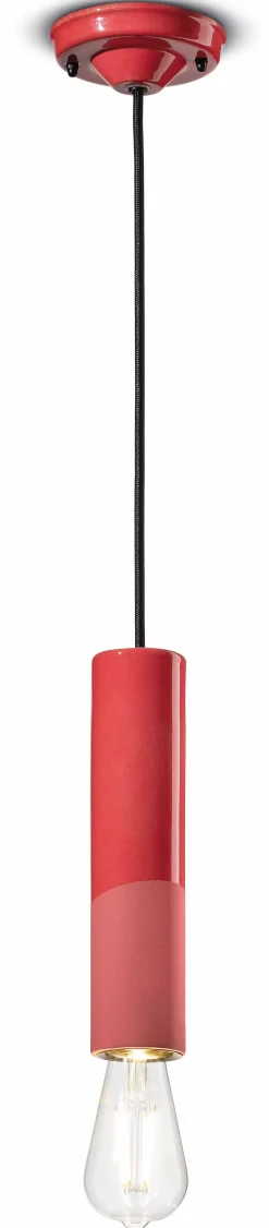 Wohnzimmerlampen|Esszimmer Lampen*Ferroluce Hängeleuchte Keramik E27 rund D: 5,5 cm Koralle ENRICO