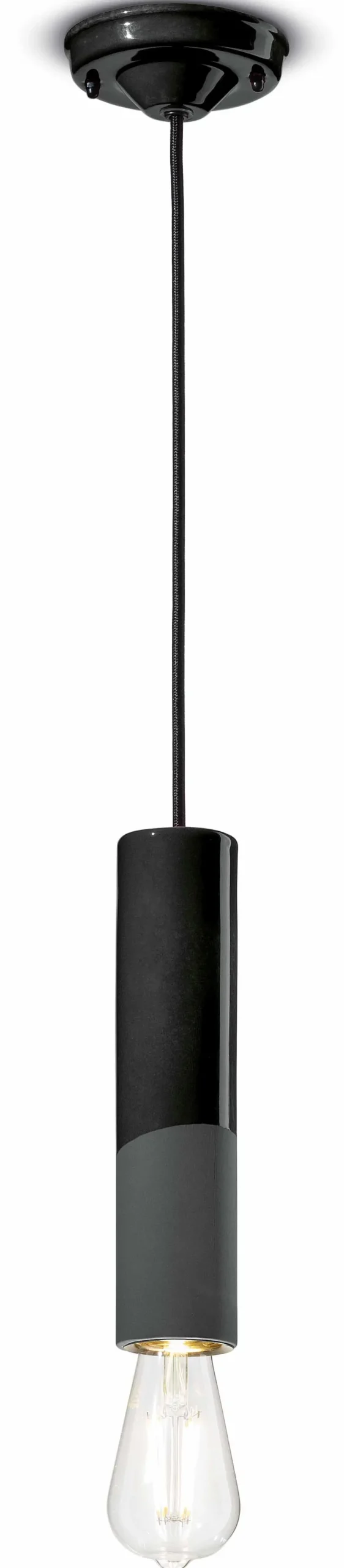 Ferroluce Hängeleuchte Keramik E27 rund D: 5,5 cm Schwarz Retro< Wohnzimmerlampen|Esszimmer Lampen