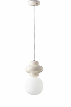 Ferroluce Hängeleuchte Keramik Glas E14 Creme Weiß Retro ROBERTO< Wohnzimmerlampen|Glaslampen