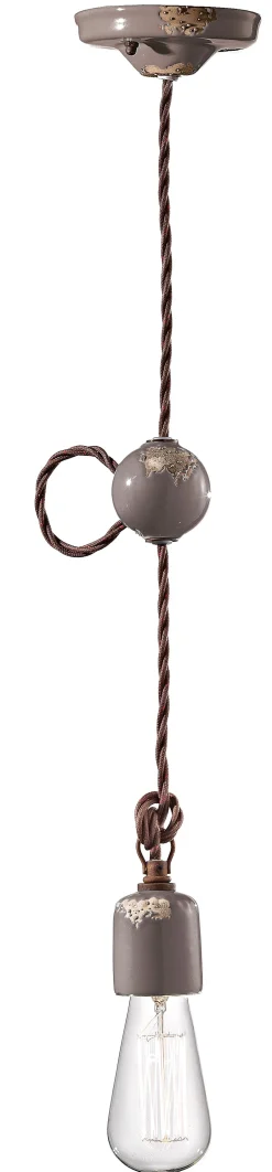 Bürolampen|Wohnzimmerlampen*Ferroluce Hängeleuchte Keramik H: max. 120 cm Taupe Shabby Antik