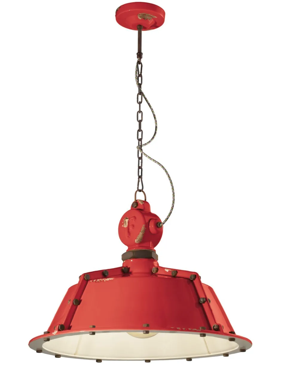 Wohnzimmerlampen|Keramiklampen*Ferroluce Hängeleuchte Keramik H: max. 110 cm Rot Shabby Antik