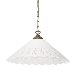 Giovanni Battista Hängeleuchte Keramik Messing Ø 40,5 cm Weiß Bronze antik E27< Feuchtraumleuchten|Küchenlampen