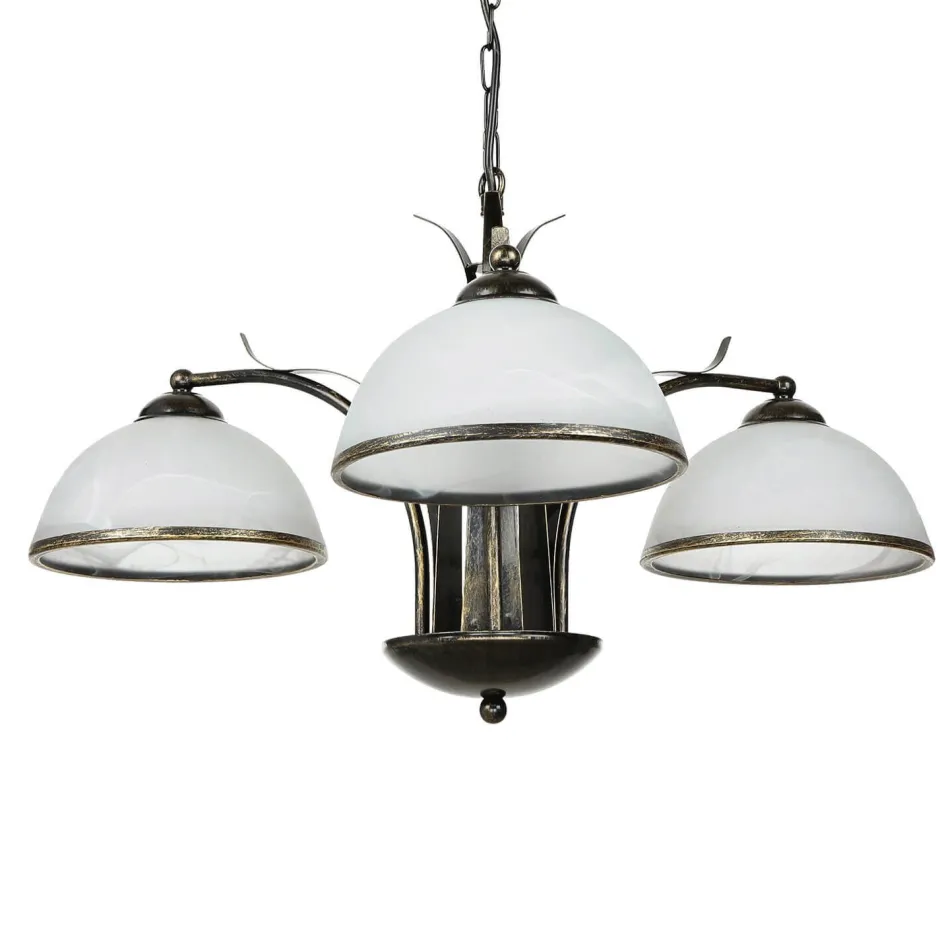 Wohnzimmerlampen|Glaslampen*Luminex Hängeleuchte KORFU in Messing Antik 3-flmg