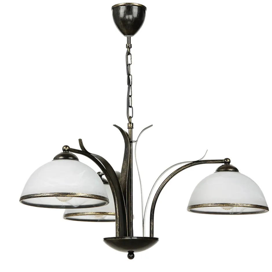 Wohnzimmerlampen|Glaslampen*Luminex Hängeleuchte KORFU in Messing Antik 3-flmg