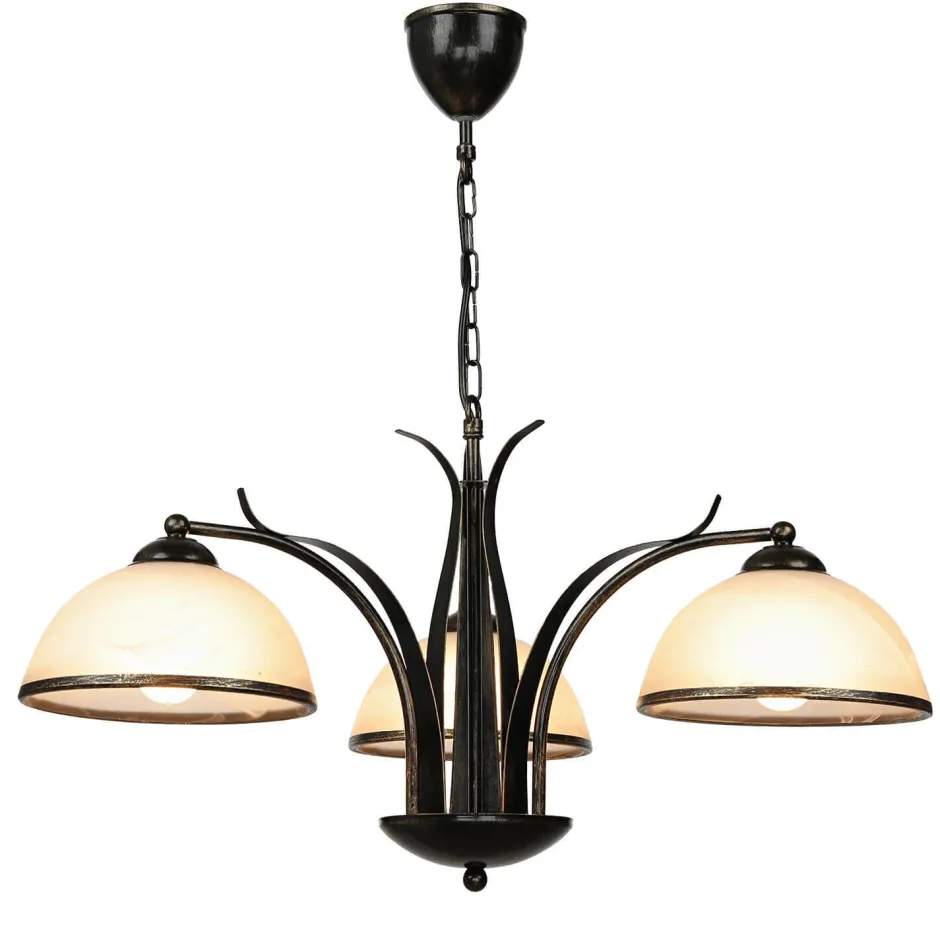 Wohnzimmerlampen|Glaslampen*Luminex Hängeleuchte KORFU in Messing Antik 3-flmg