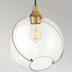 Hängelampen|Bürolampen*Elstead Hängeleuchte Kugel Metall Glas E27 D: 27,4 cm Vintage Design