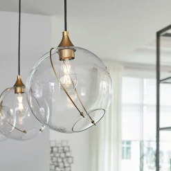 Hängelampen|Bürolampen*Elstead Hängeleuchte Kugel Metall Glas E27 D: 27,4 cm Vintage Design