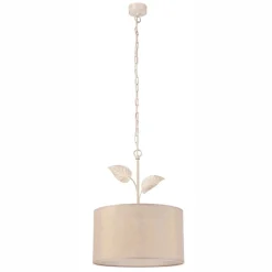 Schlafzimmer Lampen|Küchenlampen*Lamkur Hängeleuchte Landhaus Stoff Metall in Gold E27 Ø 35 cm