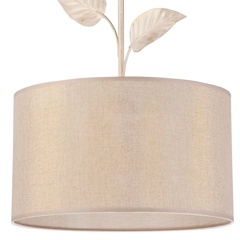 Schlafzimmer Lampen|Küchenlampen*Lamkur Hängeleuchte Landhaus Stoff Metall in Gold E27 Ø 35 cm