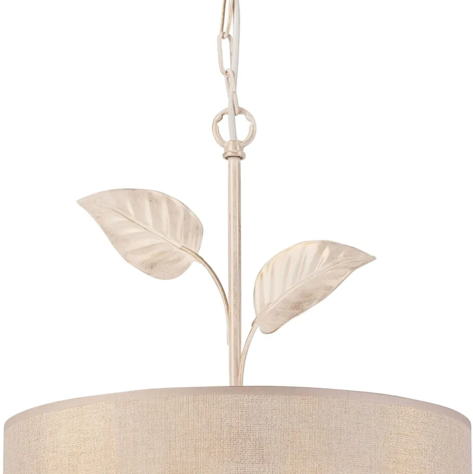 Schlafzimmer Lampen|Küchenlampen*Lamkur Hängeleuchte Landhaus Stoff Metall in Gold E27 Ø 35 cm