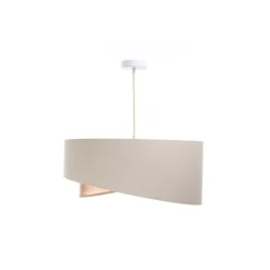 BPS Koncept Hängeleuchte Leinen E27 rund D: 50 cm Modern Beige Kupfer< Bürolampen|Schlafzimmer Lampen