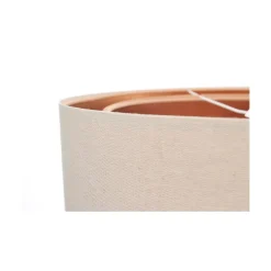 BPS Koncept Hängeleuchte Leinen E27 rund D: 50 cm Modern Beige Kupfer< Bürolampen|Schlafzimmer Lampen