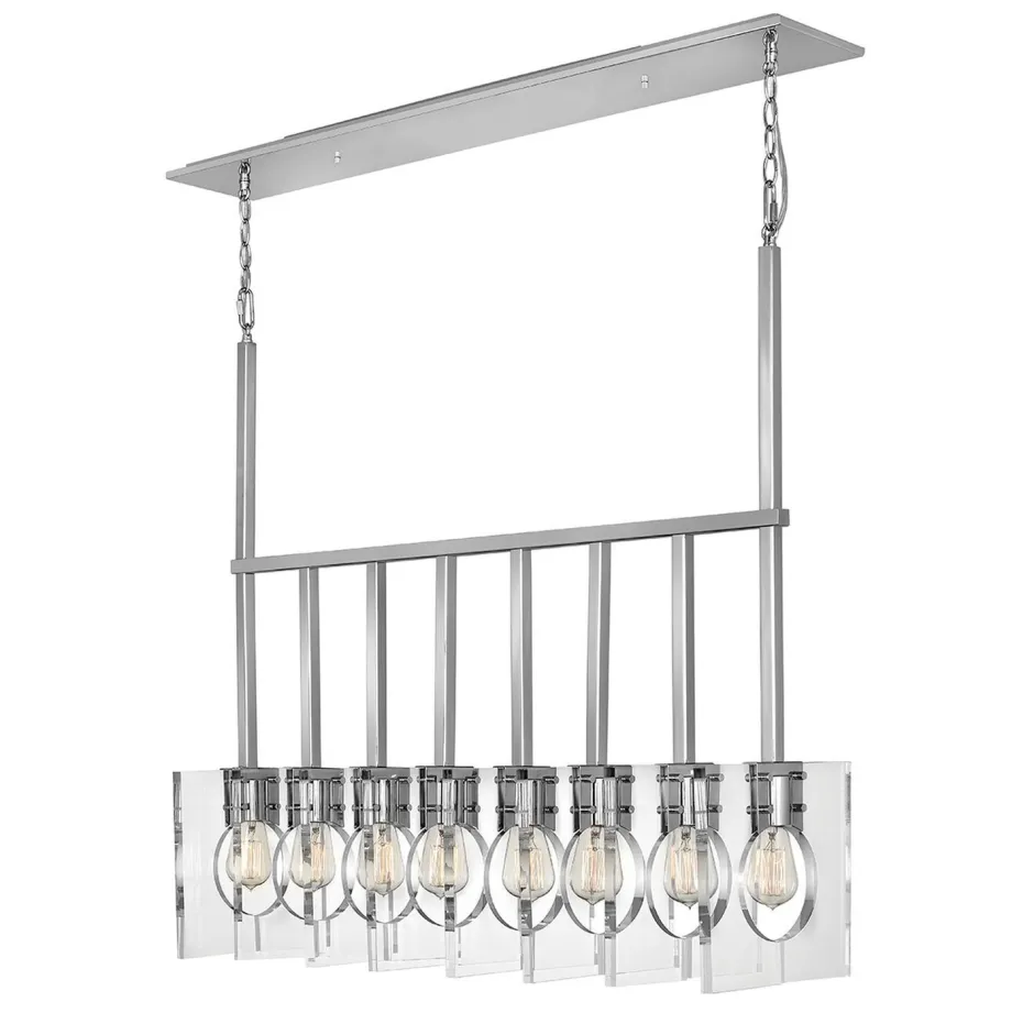 Bürolampen|Wohnzimmerlampen*Elstead Hängeleuchte länglich H: max. 142,9 cm Nickel poliert E27