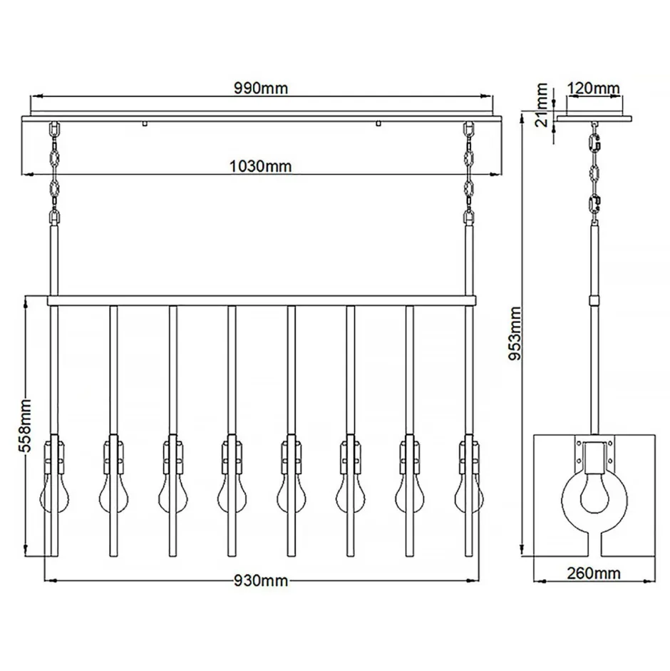 Bürolampen|Wohnzimmerlampen*Elstead Hängeleuchte länglich H: max. 142,9 cm Nickel poliert E27