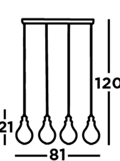 Searchlight Hängeleuchte Metall B: 81 cm H. max. 1,2 m in Silber 4x E27< Hängelampen|Wohnzimmerlampen