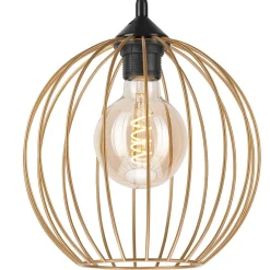 Lamkur Hängeleuchte Metall Draht Ø 24 cm verstellbar Gold Retro E27< Hängelampen|Esszimmer Lampen