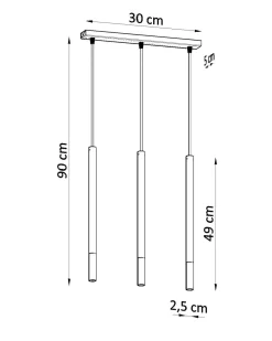 Hängelampen|Moderne Lampen*Sollux Hängeleuchte Metall 3-flammig Zylinder G9 Schwarz Kupfer
