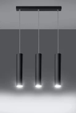 Sollux Hängeleuchte Metall 3-flammig GU10 B: 45 cm Schwarz< Hängelampen|Wohnzimmerlampen