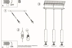 Sollux Hängeleuchte Metall 3-flammig GU10 B: 45 cm Schwarz< Hängelampen|Wohnzimmerlampen