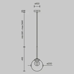 Hängelampen|Esszimmer Lampen*Maytoni Hängeleuchte Metall Glas Ø 20 cm H: max. 344,1 cm G9