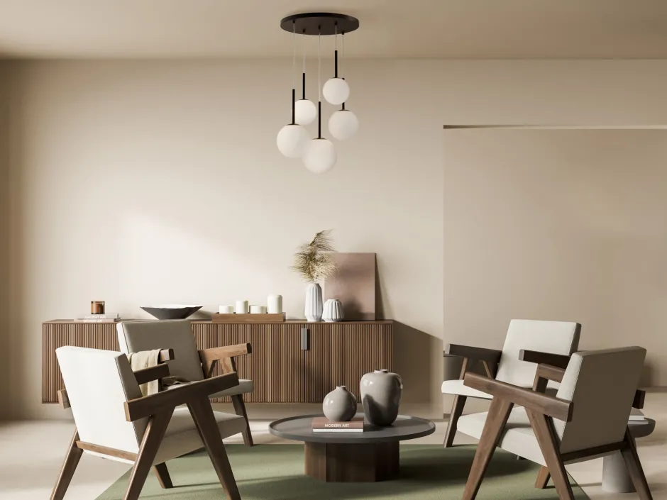 Bürolampen|Kugellampen*Maytoni Hängeleuchte Metall Glas B: 45 cm H: max. 222,5 cm E14