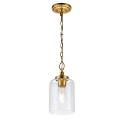 Elstead Hängeleuchte Metall Glas D: 16,5 cm schmal E27 BASRA< Bürolampen|Wohnzimmerlampen