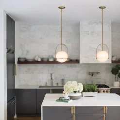 Bürolampen|Wohnzimmerlampen*Elstead Hängeleuchte Metall Glas D: 28,9 cm H: max. 129,4 cm