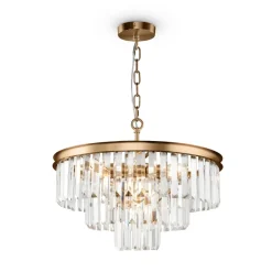 Hängelampen|Esszimmer Lampen*Maytoni Hängeleuchte Metall Glas E14 rund D: 50 cm in Messing