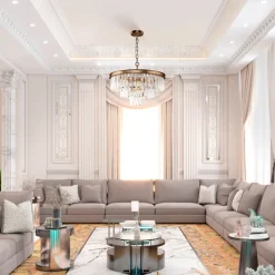 Hängelampen|Esszimmer Lampen*Maytoni Hängeleuchte Metall Glas E14 rund D: 50 cm in Messing