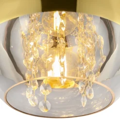 Hängelampen|Esszimmer Lampen*Maytoni Hängeleuchte Metall Glas E27 D: 20 cm rund in Gold JOY
